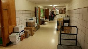 Boxes fill the old Lincoln halls as teachers get ready to move their supplies to the new school. (Roger Grossman)