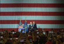 Gov. Mike Pence gives Donald Trump an enthusiastic introduction at Westfield rally