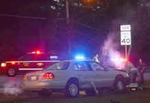 Hit-and-run results in car hitting utility pole