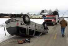 Woman and two children safe after their vehicle overturns near Leesburg