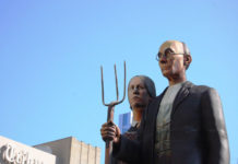 “American Gothic” sculptures make debut in Elkhart’s Central Park