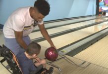 Notre Dame Football players bowl for a good cause