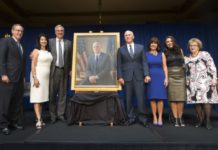 The Latest: Pence portrait unveiled at Indiana ceremony
