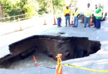 Large sinkhole opens up on South Bend street
