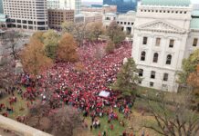 Thousands of Educators On Hand at the “Red for Ed” Rally in Indianapolis