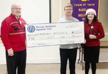 Warsaw Optimist Club Gives Grant to Boomerang Backpack