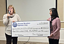 Optimists make donation to Warsaw Education Foundation