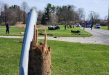 Motorist injured after car clips pole near Warsaw