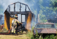 Shed containing fireworks catches fire