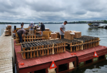 Winona Lake barges prepped for Saturday night fireworks
