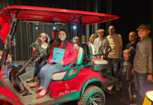Warsaw woman thrilled to win golf cart at Ornament Smash