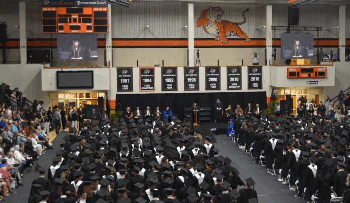 Friday's commencement inside the Tiger Den Photo provided.