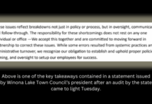 Winona Lake issues statement following release of critical state audit