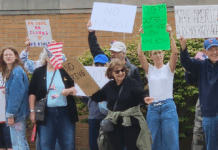 Trump agitators insert themselves into large No Kings protest in Warsaw