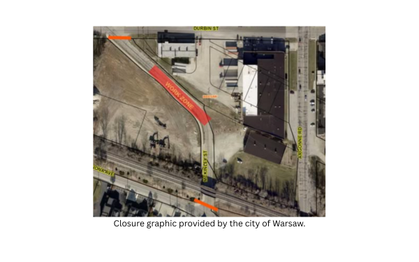Closure graphic provided by the city of Warsaw