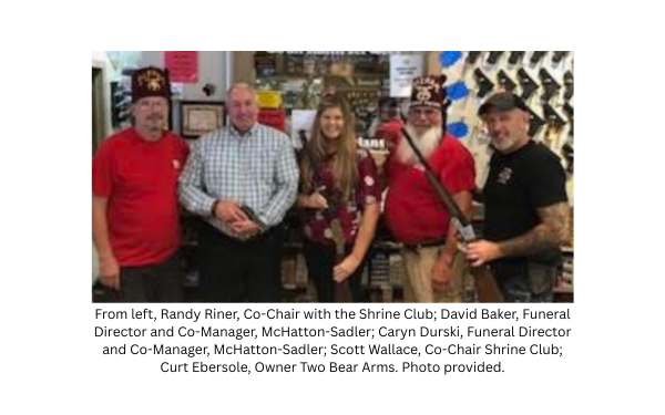 From left, Randy Riner, Co- Chair Shrine Club, David Baker, Funeral Director & Co- Manager, McHatton-Sadler, Caryn Durski, Funeral Director& Co- Manager, McHatton-Sadler, Scott Wallace, Co
