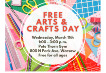 Warsaw Parks hosting free arts and crafts from 1-3 p.m. Wednesday
