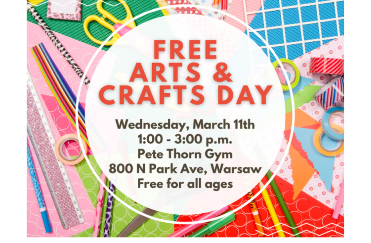 Warsaw Parks hosting free arts and crafts from 1-3 p.m. Wednesday