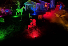Expansive ghoulish grave yard scene on Center Street an ode to father’s memory