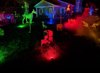 Expansive ghoulish grave yard scene on Center Street an ode to father’s memory